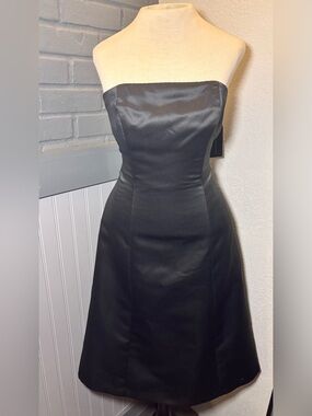 BCBGMaxAzria Strapless Black Satin Cocktail Dress